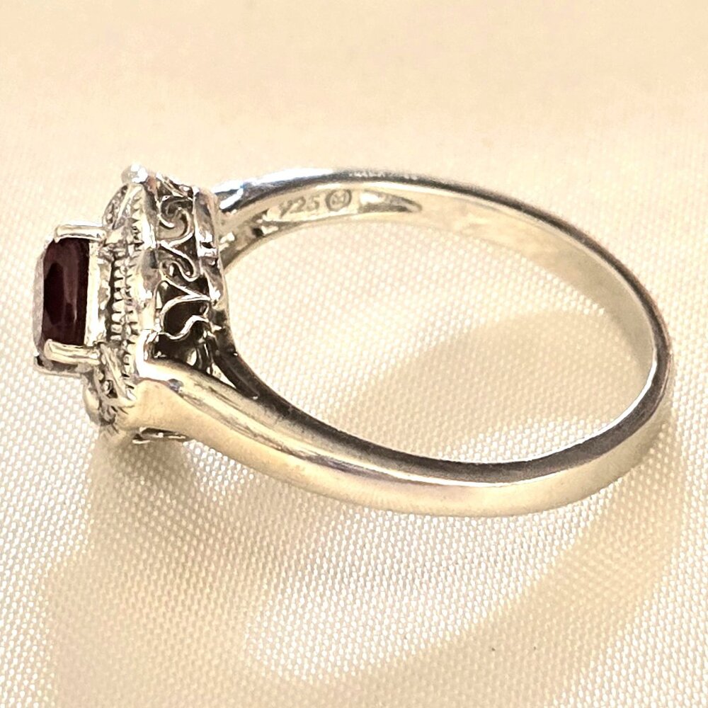 Savvy Cie – Garnet & Diamond Ring - Size 8 - Picture 3 of 6